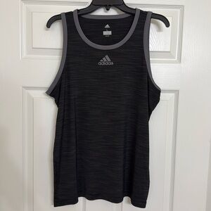 Adidas Gym Training Tank Top Heathered Black Grey Men’s Size Large